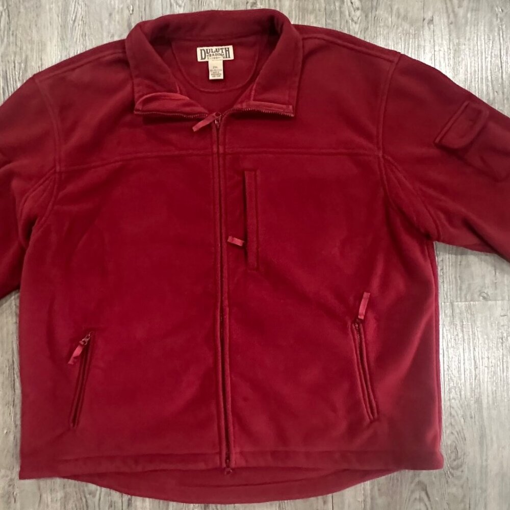 Duluth Trading Co. Men’s 2XL Red Fleece Jacket Full Zip with Pocket Pouch